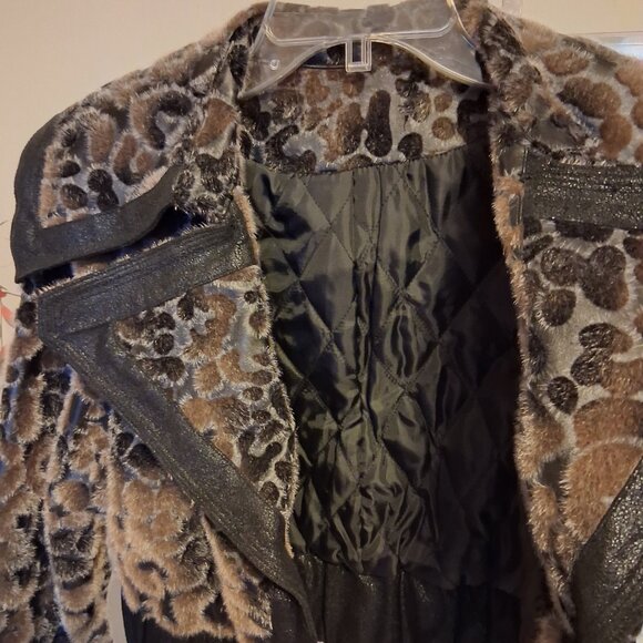 NWT Women's Gray Black Faux Fur Jackets Open Front Long Sleeve Outerwear 4 - Picture 7 of 9